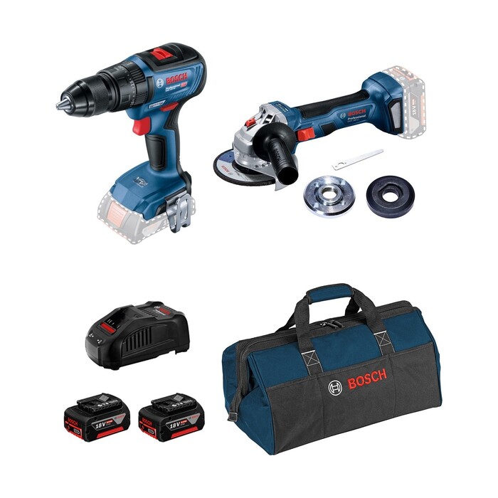 Bosch - Bosch Akülü Solo Set Gsr 18V-50 Solo + Gws 180 Li Solo 2 x 5.0 Akü + Kanvas Çanta