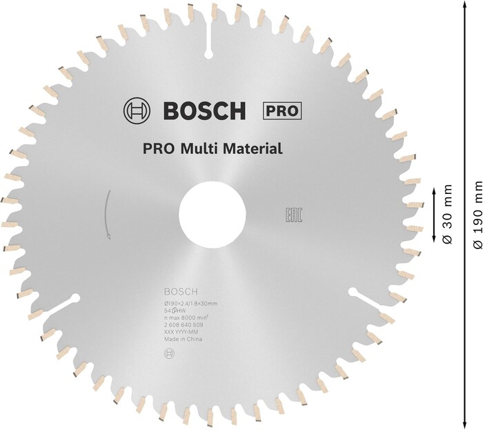 Bosch - Bosch Professional Accessories - Standard For Serisi Çoklu Malzeme için Daire Testere Bıçağı 190 * 30 mm 54 Diş