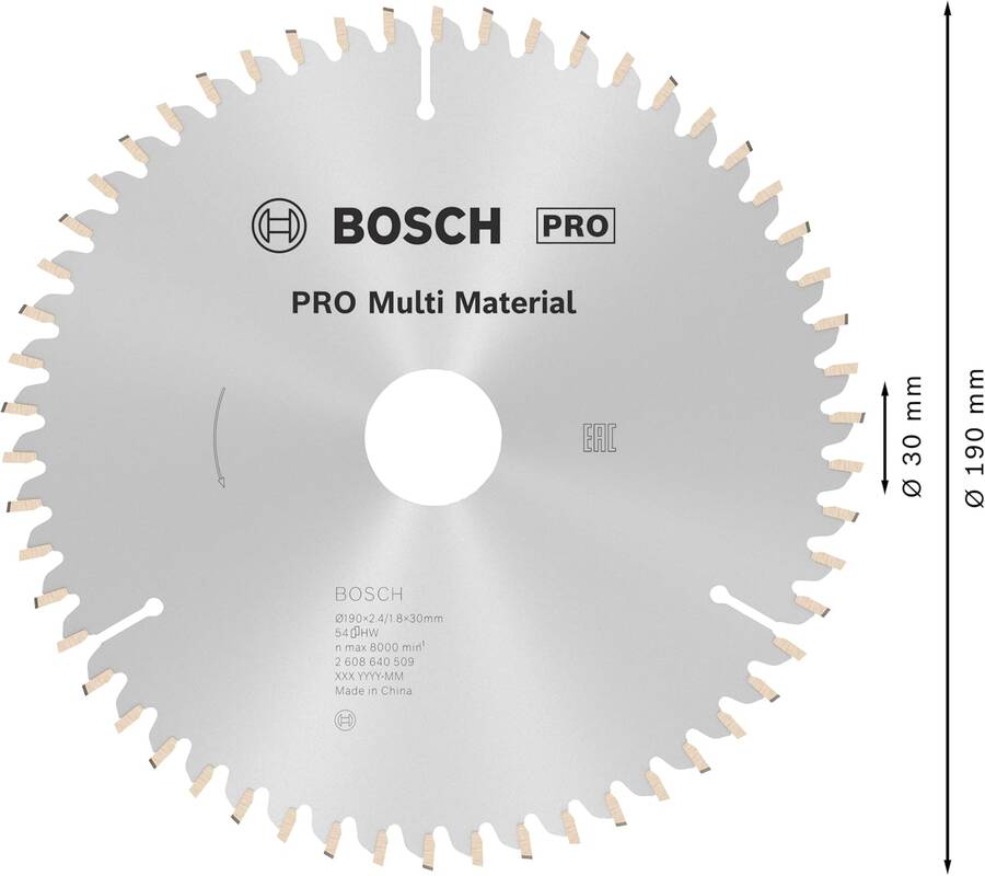 Bosch Professional Accessories - Standard For Serisi Çoklu Malzeme için Daire Testere Bıçağı 190 * 30 mm 54 Diş