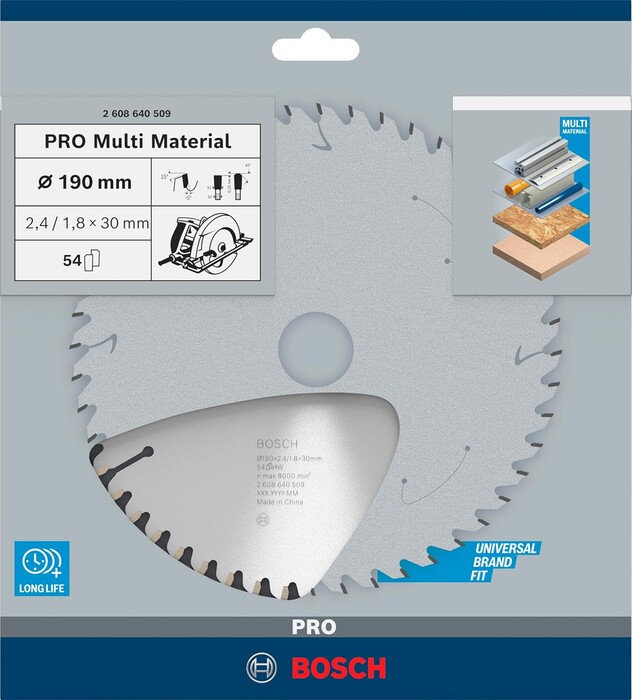 Bosch Professional Accessories - Standard For Serisi Çoklu Malzeme için Daire Testere Bıçağı 190 * 30 mm 54 Diş - Thumbnail