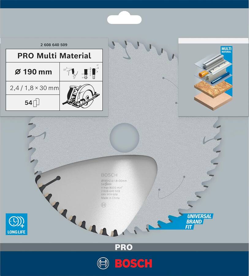Bosch Professional Accessories - Standard For Serisi Çoklu Malzeme için Daire Testere Bıçağı 190 * 30 mm 54 Diş