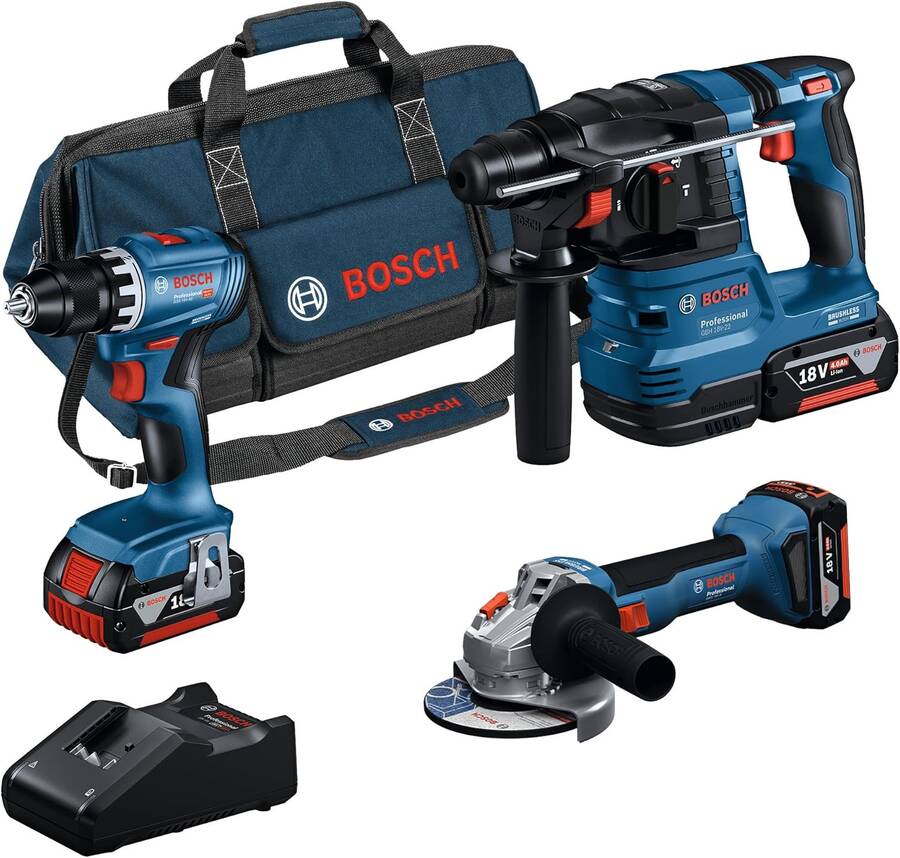 Bosch Professional GSR 18V-45 + GWS 18V-8 + GBH 18V-22 3x18V 4.0Ah Akülü Kombo Kit