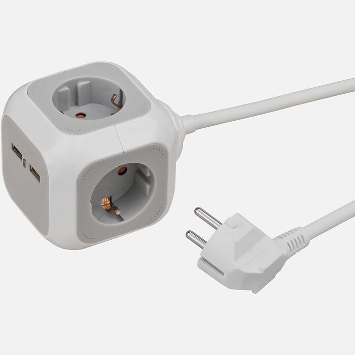  - Brennenstuhl Alea Power 1,4 metre Küp 4'lü 2 Usb'li Priz