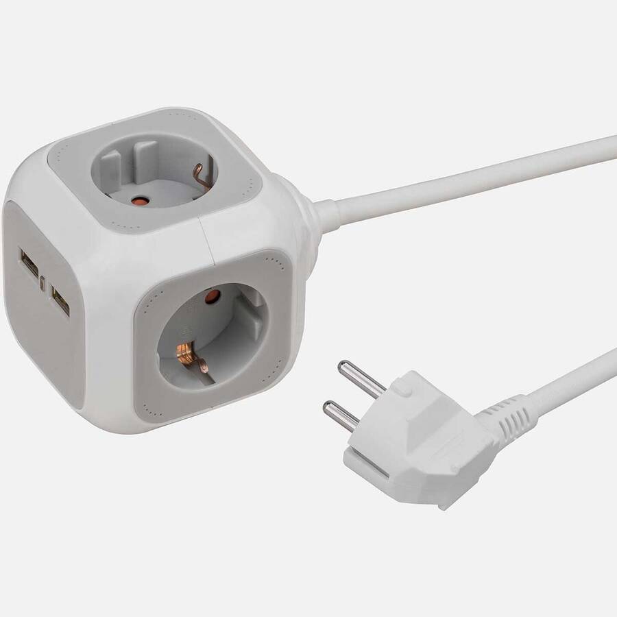 Brennenstuhl Alea Power 1,4 metre Küp 4'lü 2 Usb'li Priz