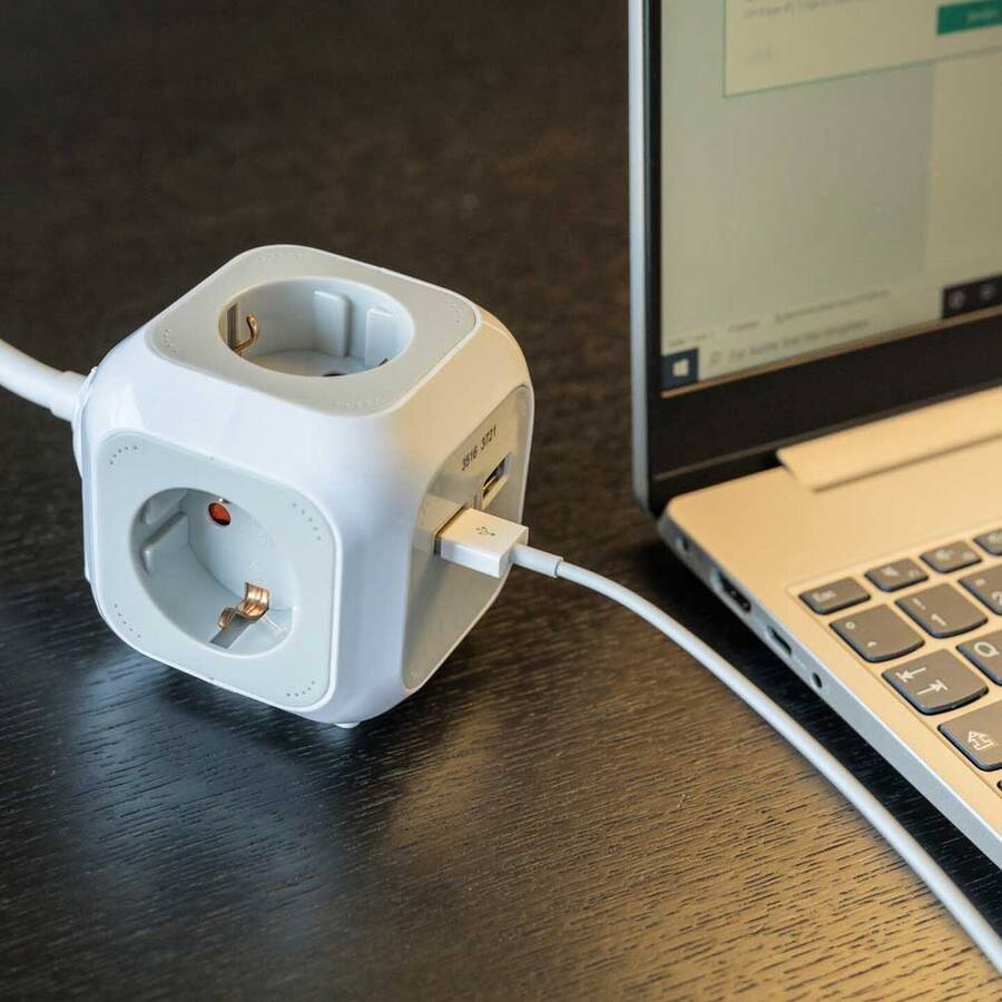 Brennenstuhl Alea Power 1,4 metre Küp 4'lü 2 Usb'li Priz