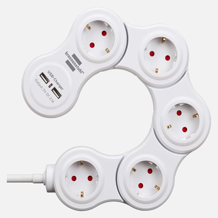 Brennenstuhl Vario Power 1,4 metre 5+2'li Usb Uzatma Kablosu - Thumbnail