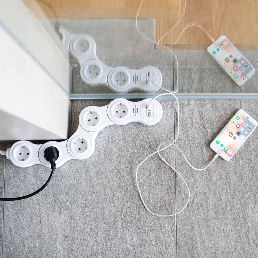 Brennenstuhl Vario Power 1,4 metre 5+2'li Usb Uzatma Kablosu