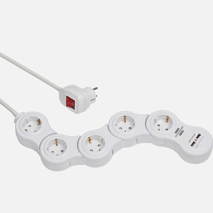Brennenstuhl - Brennenstuhl Vario Power 1,4 metre 5+2'li Usb Uzatma Kablosu