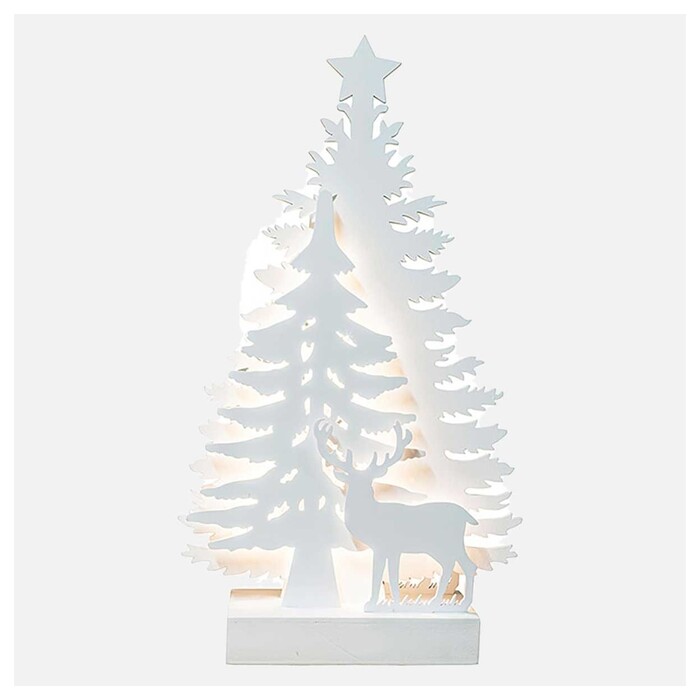Loya - Loya Yılbaşı LED Işıklı Beyaz Çam Ağacı ve Geyik