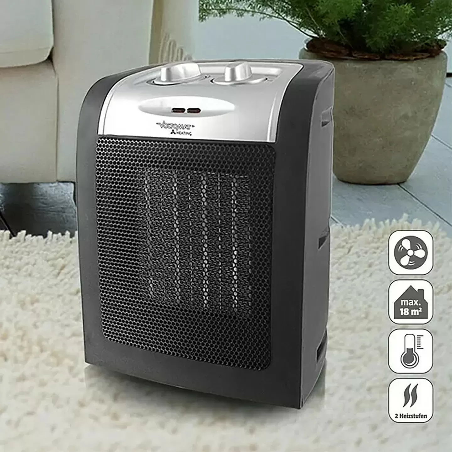 Voltomat - Voltomat PTC-903-H 2 Kademeli Seramik Fanlı Isıtıcı 1800W